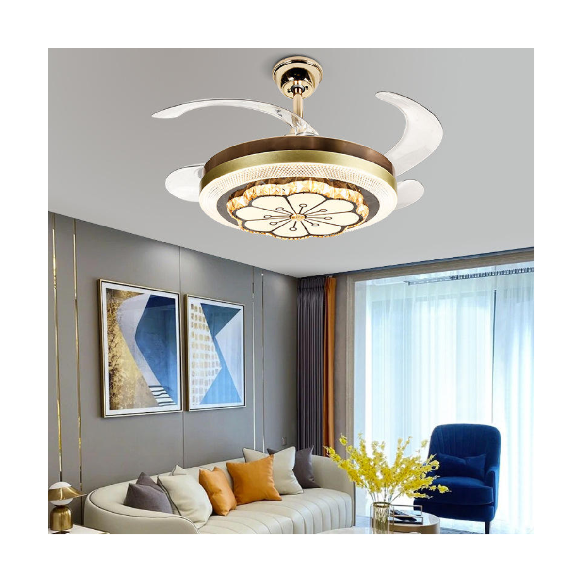 Golden Blossom Fan Chandelier